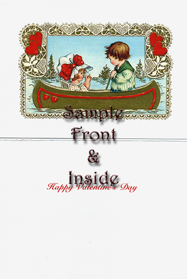 Vintage Valentine Postcard Canoe