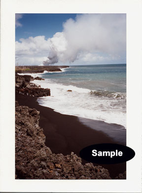 Black Sand Beach with Volcano