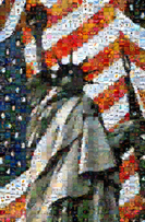 Lady Liberty with Flag Montage of over 1000 pictures of America